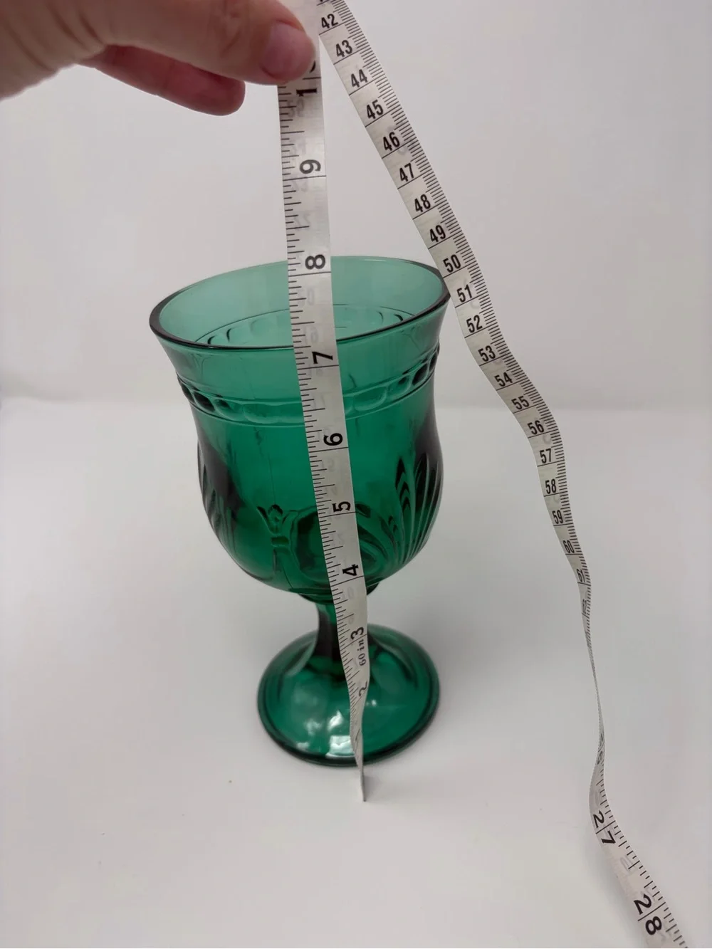 Vintage Set-4 Tuscany Glass King's Crown Thumbprint Blue/Green Wine Water Goblet
